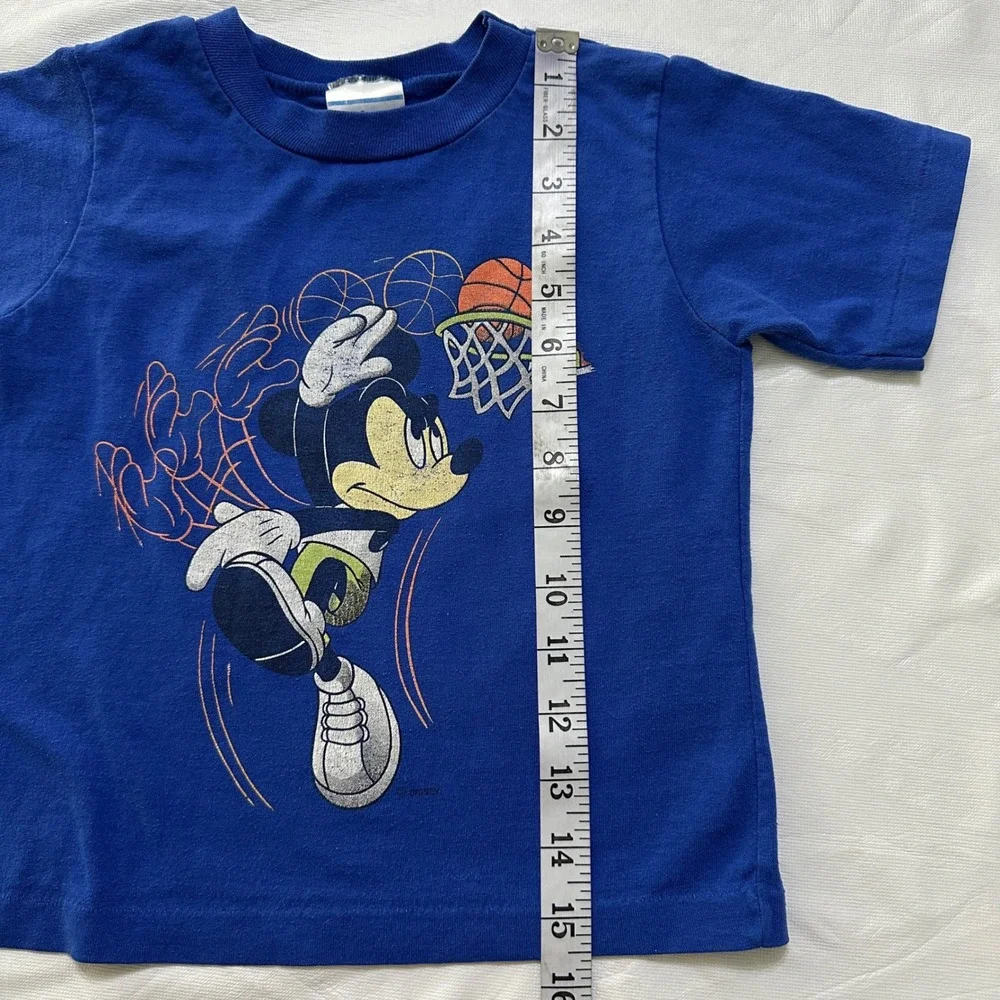 VTG 90s Allison Mickey Mouse Basketball Shirt Kids 5/6 Made in USA Double Sided‎